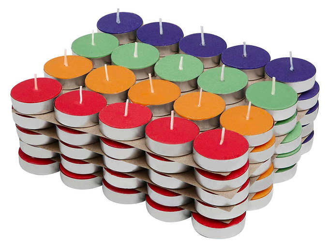 Amazon Brand - Solimo Colored Wax Tealight Candles
