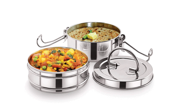 Neelam-Stainless-Steel-Lunch-Box-Set,-Set-of-2,-Silver