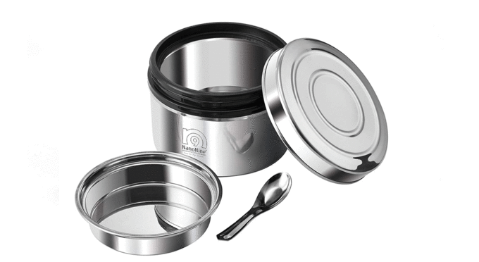 NanoNine-Local-Byte-Stainless-Steel-Insulated-Lock-Lunch-Box,-Medium,-Silver