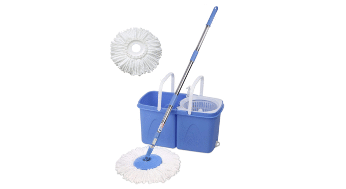 Gala-Twin-Bucket-Spin-Mop-with-2-refills-and-1-liquid-dispenser-(Blue)