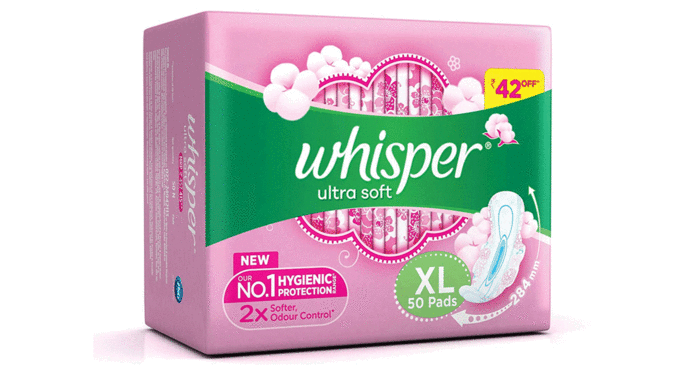 Whisper-Ultra-Soft-Sanitary-Pads - 50-Pieces-(XL)