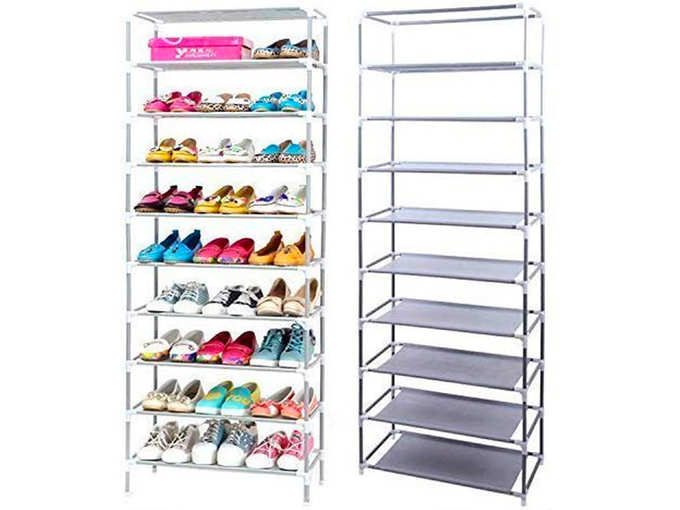 Aysis Multipurpose Portable Folding Shoes Rack 9 Tiers Multi-Purpose Shoe Storage
