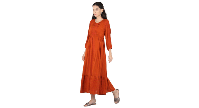 Femina-Flaunt-Womens-Round-Neck-Embroidered-Maxi-Dress