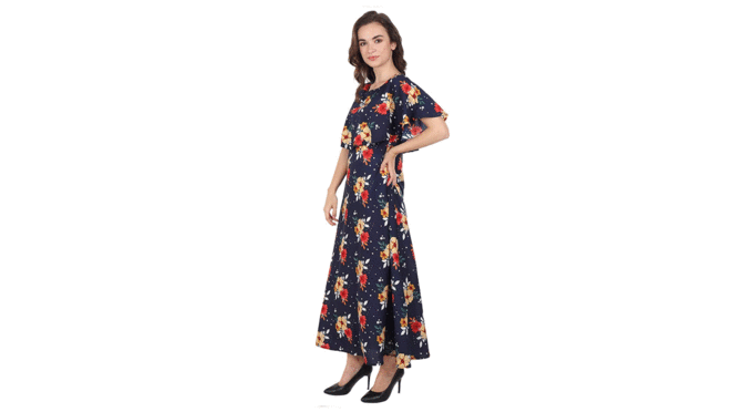 Lucy-Women&#39;s-Floral-Print-Rufle-Peplum-Crepe-Long-Kurti_Dress(Multicolor)