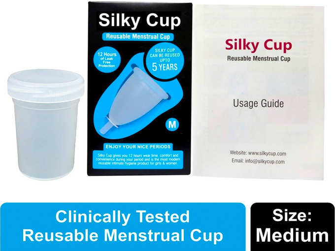 Silky Cup Reusable Menstrual Cup for Women - Medium (Upto 30 Years)