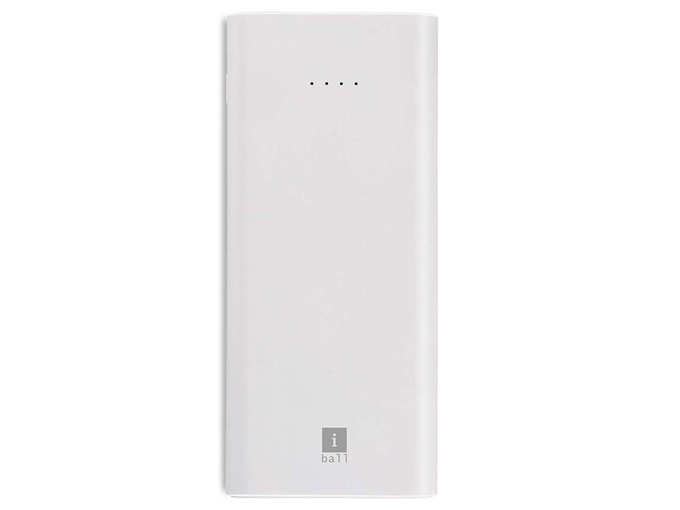 iBall 10000mAh Li-Polymer Slim Design Smart Charge Powerbank – LPS 10000 (White)