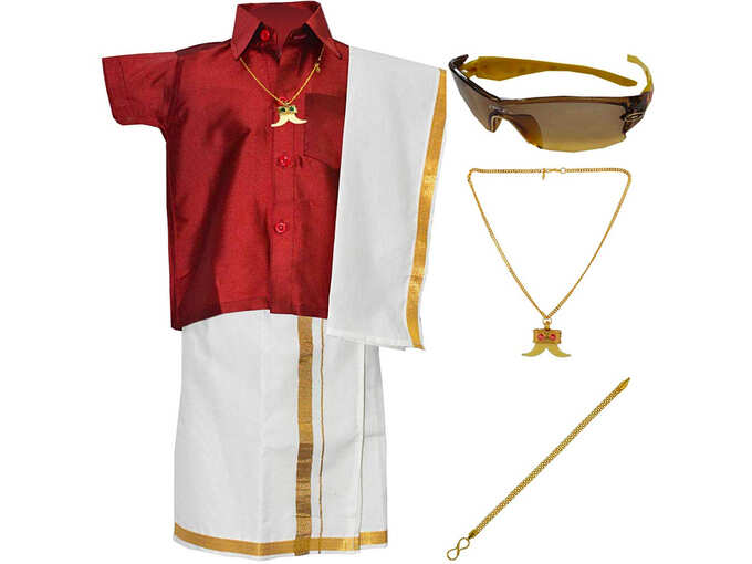 Amirtha Fashion Boys Traditional Dhoti &amp; Shirts SET WITH ACCESSORIES (XU-0TCY-UP67)