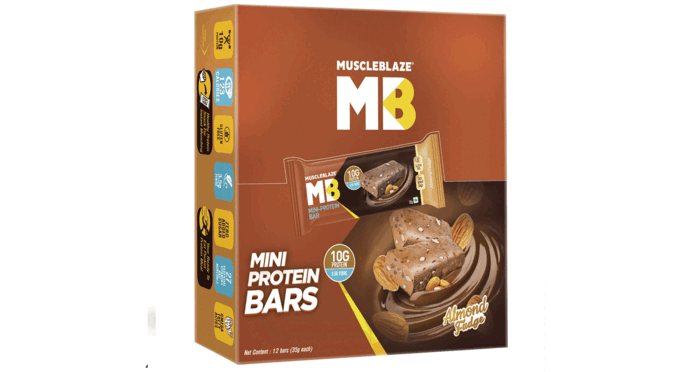 MuscleBlaze-Protein-Bar-(10g-Protein),-12-Piece(s)-Almond-Fudge