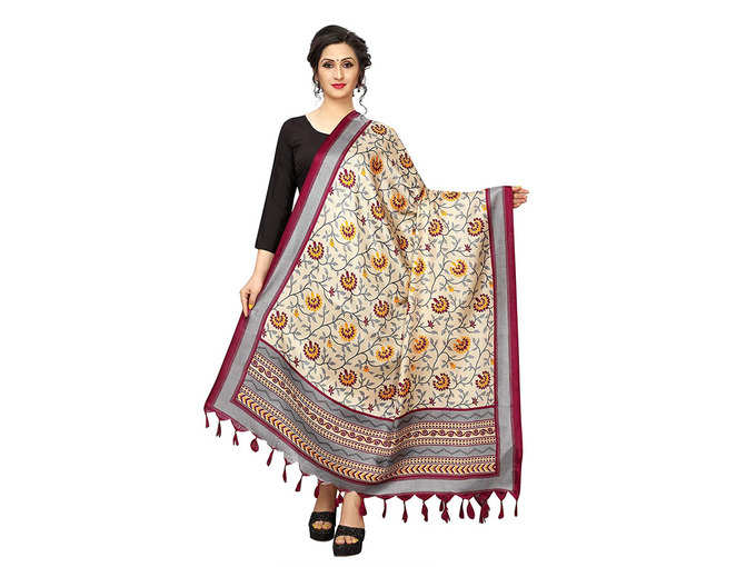 Luxilica Khadi Silk Digital Print with Jhalar Traditional Dupatta for Women