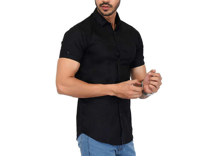 U-TURN Mens Cotton Solid Half Sleeve Shirt