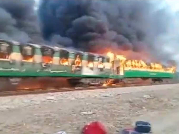 burning train