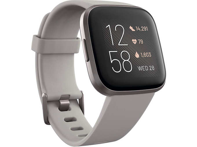 Fitbit FB507GYSR Versa 2 Health & Fitness Smartwatch with Heart Rate, Music, Alexa Built-in, Sleep & Swim Tracking, Stone_Mist Grey, One Size (S & L Bands Included) (Stone_Mist Grey)