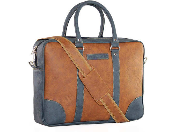 Dein Kleider Vegan Leather Unisex Messenger Laptop Bag (Tan)