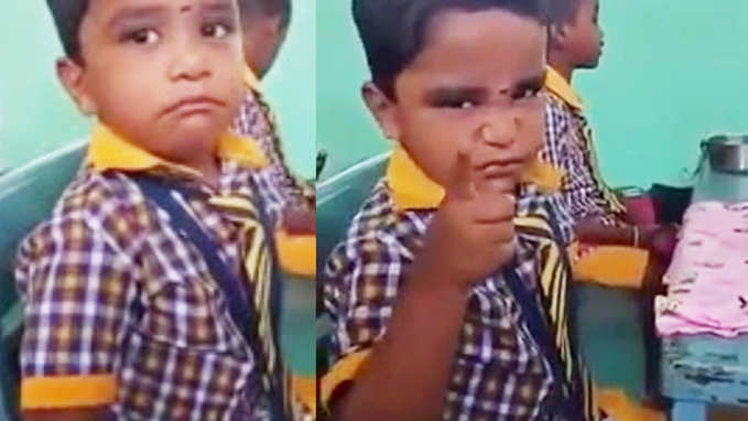 Cute Reaction Boy : மூக்கை அறுத்துறுவேன் க்யூட்டாக கோவப்படும் சிறுவன்...! வைரலாகும் வீடியோ