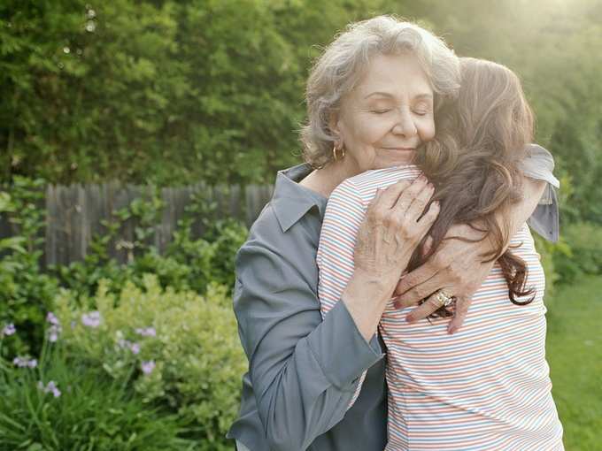 Hugging mom