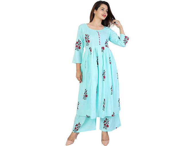 Womens Cotton Kurti with Palazzo Pant