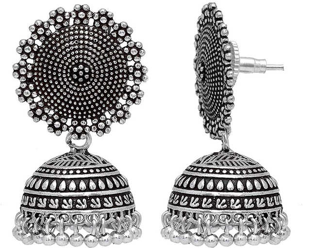 Oxidised Plate Jhumki Earrings Jewelry