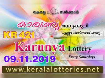 KR 421 Lottery: കാരുണ്യ  ലോട്ടറി നറുക്കെടുപ്പ് ഇന്ന് മൂന്ന് മണിയ്‍ക്ക്