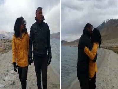 VIDEO: चलते-चलते अचानक पत्नी को बाहों में लेकर चूमने लगे मिलिंद सोमन