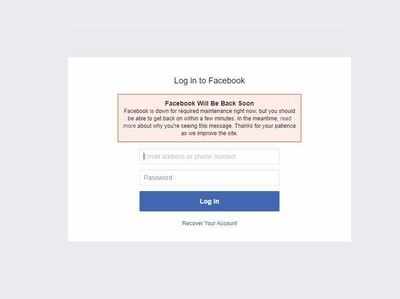 പ്രവർത്തന രഹിതമായി ഫേസ്ബുക്ക്; ഉടൻ തിരിച്ചുവരുമെന്ന് അറിയിപ്പ്