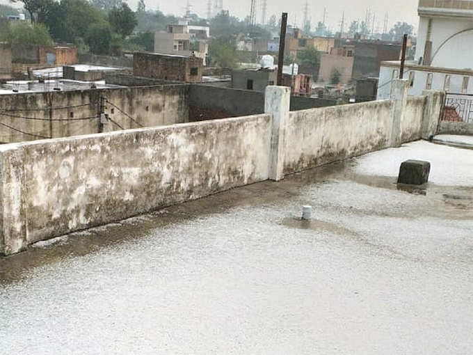 hailstorm on rooftop