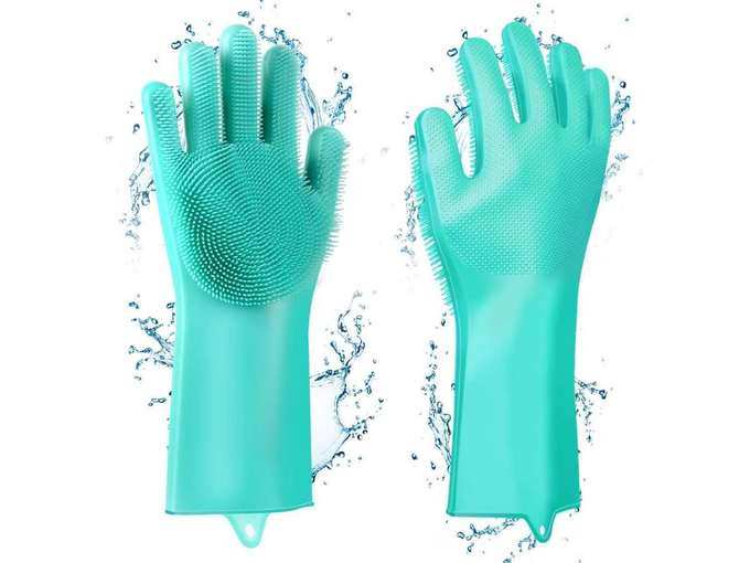 SILICONE SCRUBBING CLEANING GLOVES SCRUB