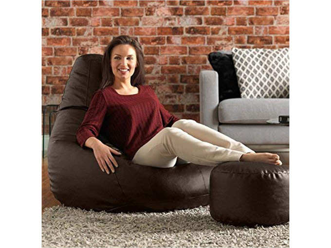 Bean Bag Chair and Matching Footstool Combo