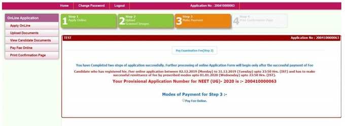 NEET 2020 Application Fee