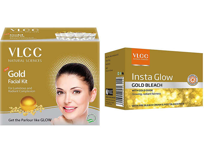 VLCC Gold Facial Kit, 60g & VLCC Natural Sciences Insta Glow Gold Bleach, 402g