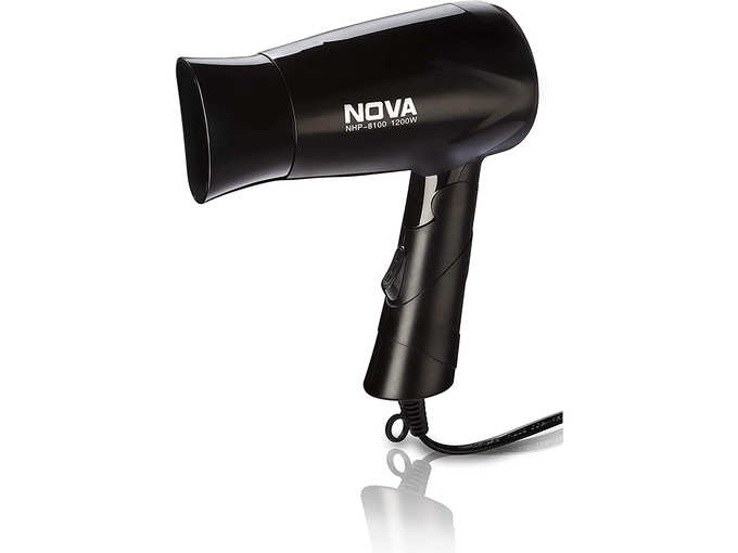 Nova NHP 8100 Silky Shine 1200 W Hot and Cold Foldable Hair Dryer (Black)