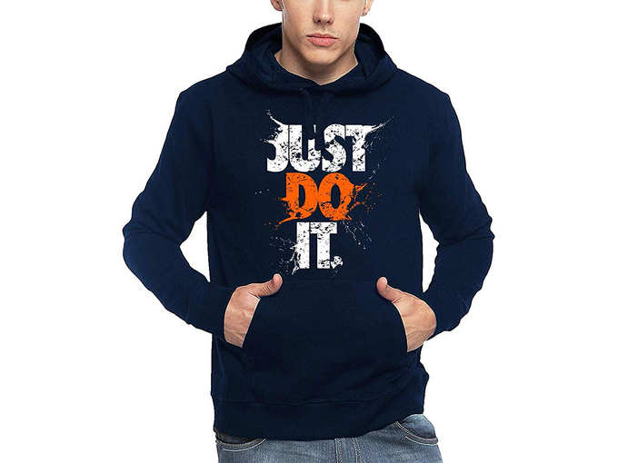 ADRO Mens Just Do It Typography Printed Cotton Hoodies