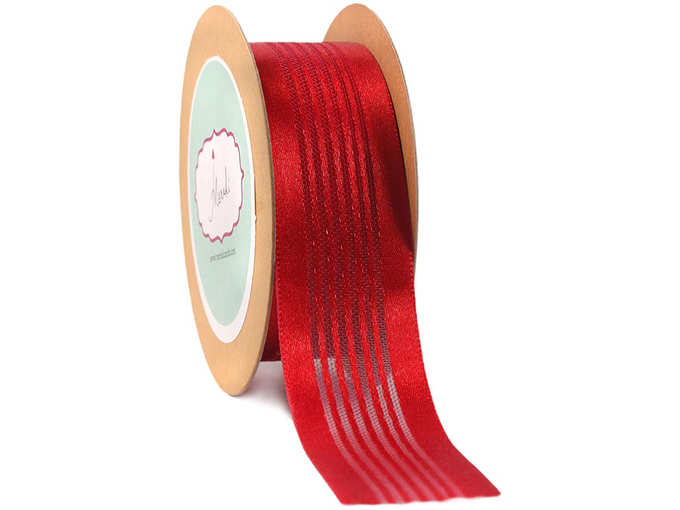 Meraki Cards Red Satin Ribbon with 7 Satin Stripes