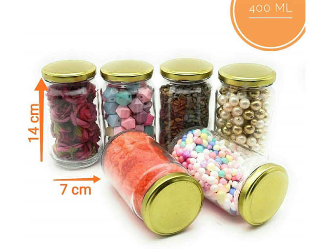 6 Round Glass Jar and Container(400 ml)