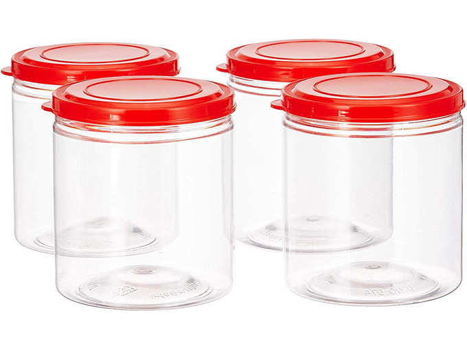 Amazon Brand - Jar with Snapfit Cap, 475 ml, Set of 4