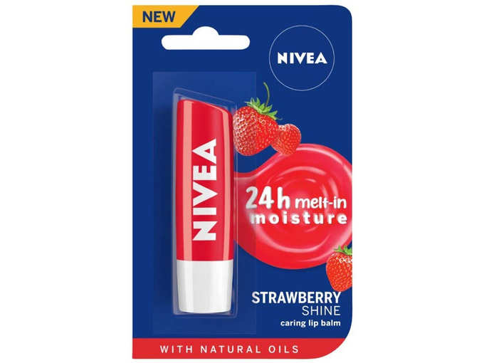 NIVEA Lip Balm, Fruity Strawberry Shine, 4.8g