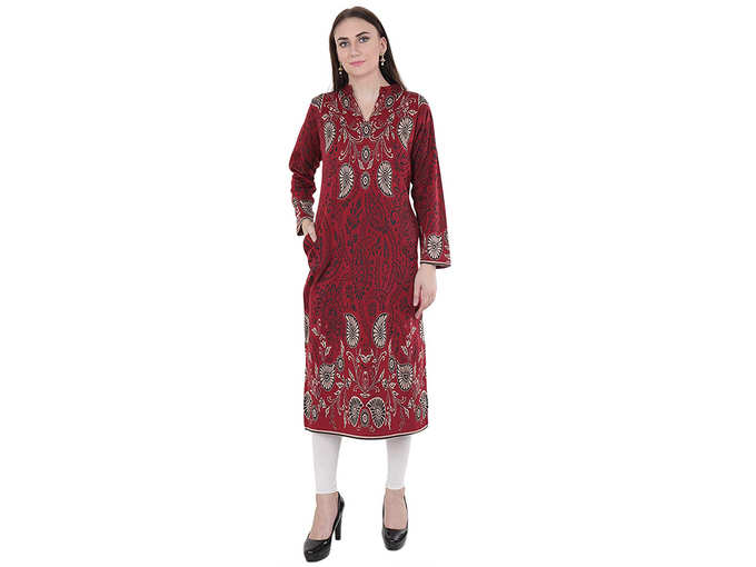 Woollen Straight Kurti for Women Winter Wear