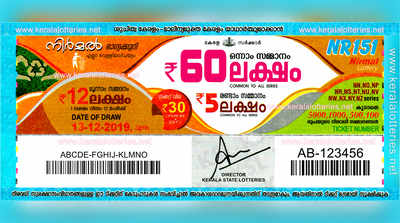 NR 151 Lottery: നിര്‍മല്‍ ലോട്ടറി നറുക്കെടുപ്പ് ഇന്ന് മൂന്ന് മണിയ്‍ക്ക്