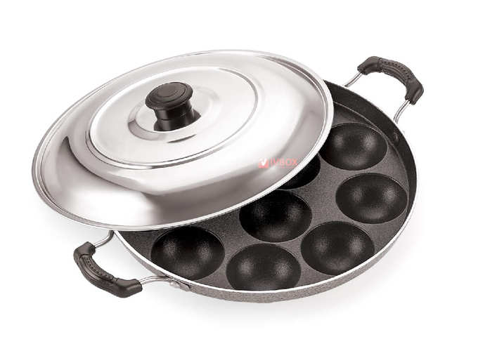 EuroSleek 12 Cavities Grilled Type Appam Patra Non Stick with Lid