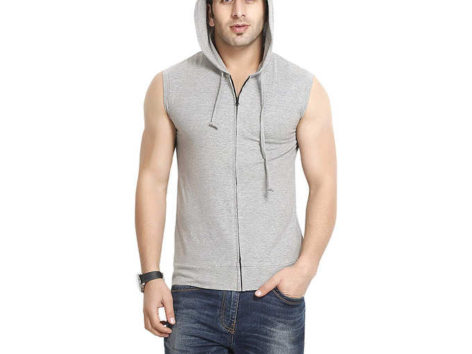 Mens Hooded Cotton Zipper Jacket