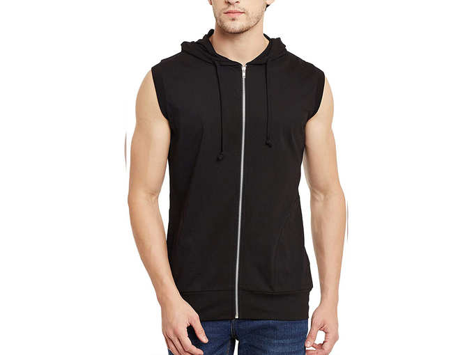 Stylish Cut Sleeve Hooded Jacket