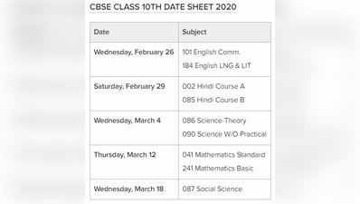 ಸಿಬಿಎಸ್‌ಇ 10 ಮತ್ತು 12ನೇ ತರಗತಿ ಪರೀಕ್ಷಾ ವೇಳಾಪಟ್ಟಿ ಪ್ರಕಟ