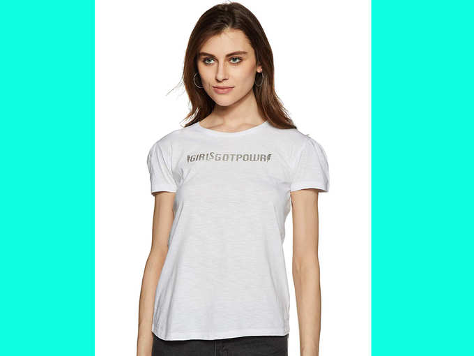 Flying Machine Women&#39;s Animal Print Regular Fit T-Shirt