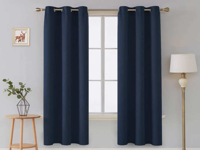 Deconovo Room Darkening Thermal Insulated Blackout Grommet Window Curtain Panels Bedroom Set of 2 Navy Blue