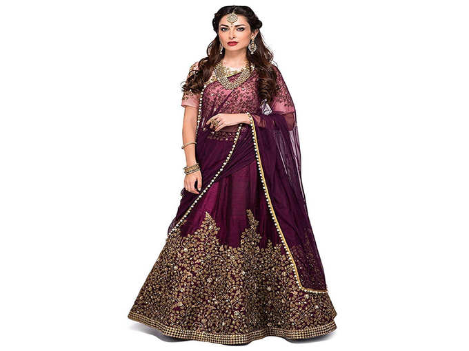 Womens Silk Semi-Stiched Lahenga Choli