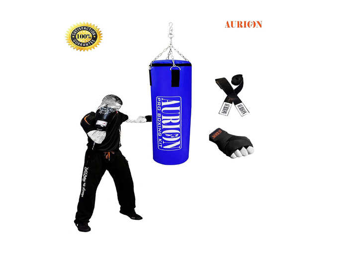 Boxing Bag Unfilled Heavy Bag Set with Boxing Hand Wrap, Chain, Ceiling Hook