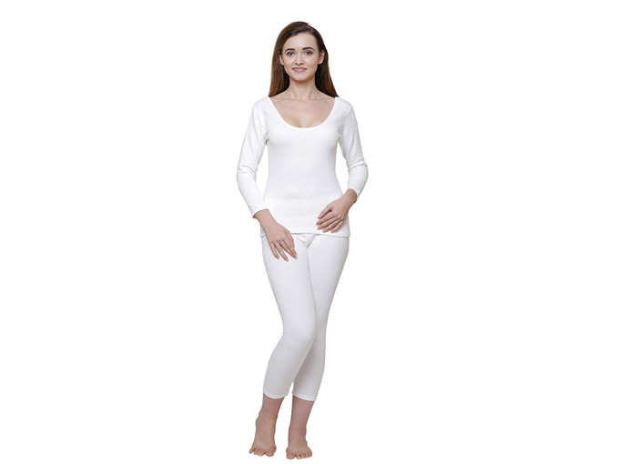 Bodycare Off White Solid Women Thermal Top