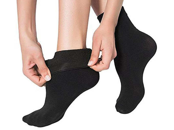 Cotton Fleece Lined Thermal Socks Without Thumb