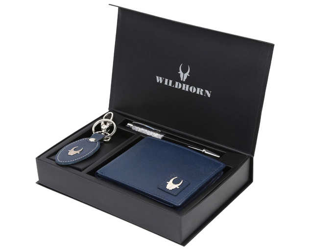 WildHorn® RFID Protected Genuine High Quality Leather Wallet,Keychain & Pen Combo for Men