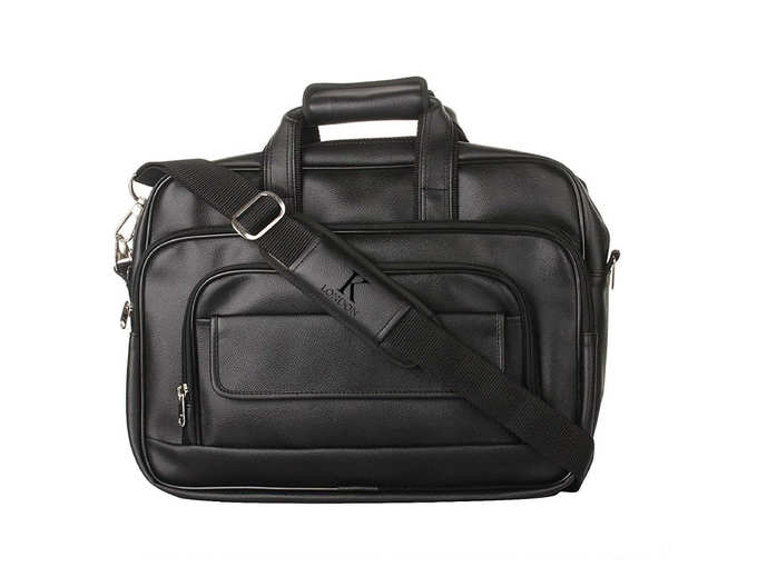 Black Artificial Leather Handmade Men Laptop Bag