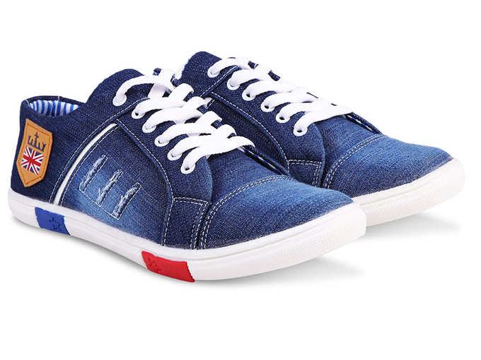 Zovim Men&#39;s Denim Jeans Sneakers Casual Shoes - Blue